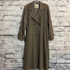 Women’s Plus Size 16 London Fog Olive Green Trench Coat Button Up